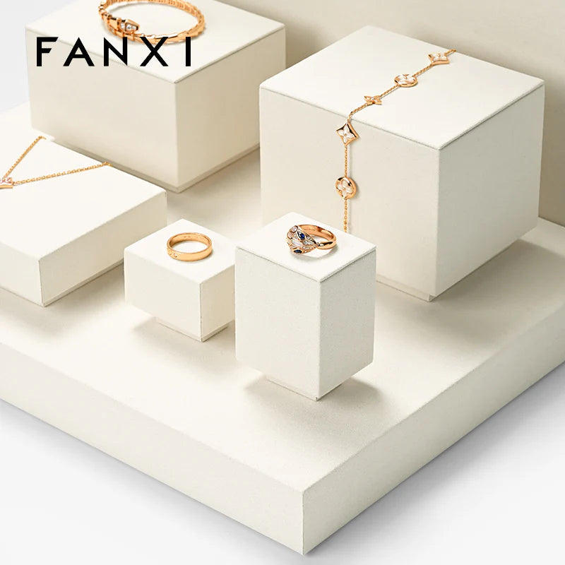 Beige Microfiber Jewelry Display Set