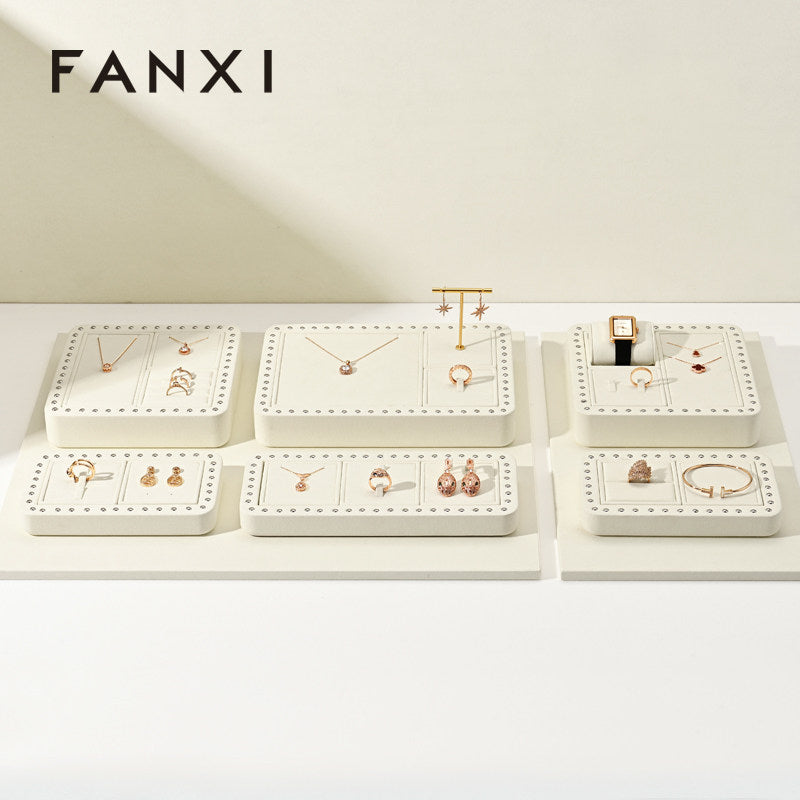 Cream Microfiber Jewelry Display Set