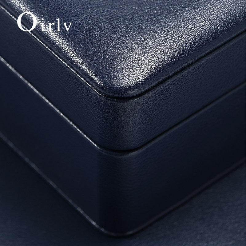 Blue Leather Velvet Jewelry Box