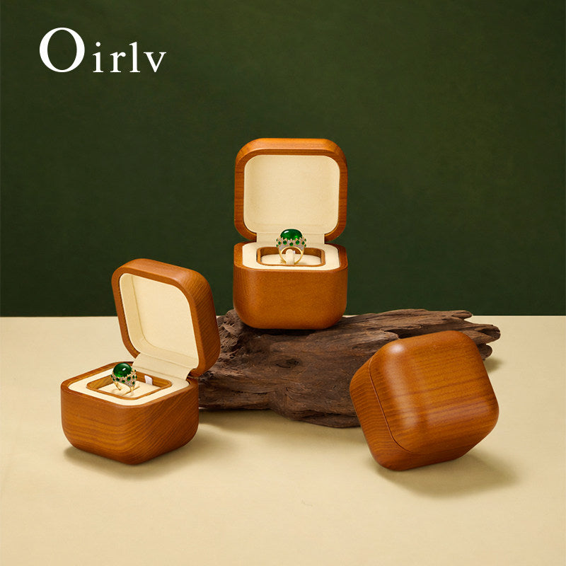 Beige Microfiber Wooden Jewelry Box