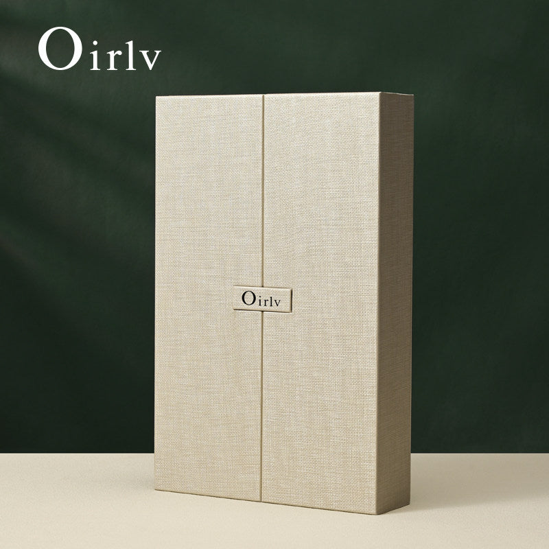 Beige PU Leather Microfiber Jewelry Box