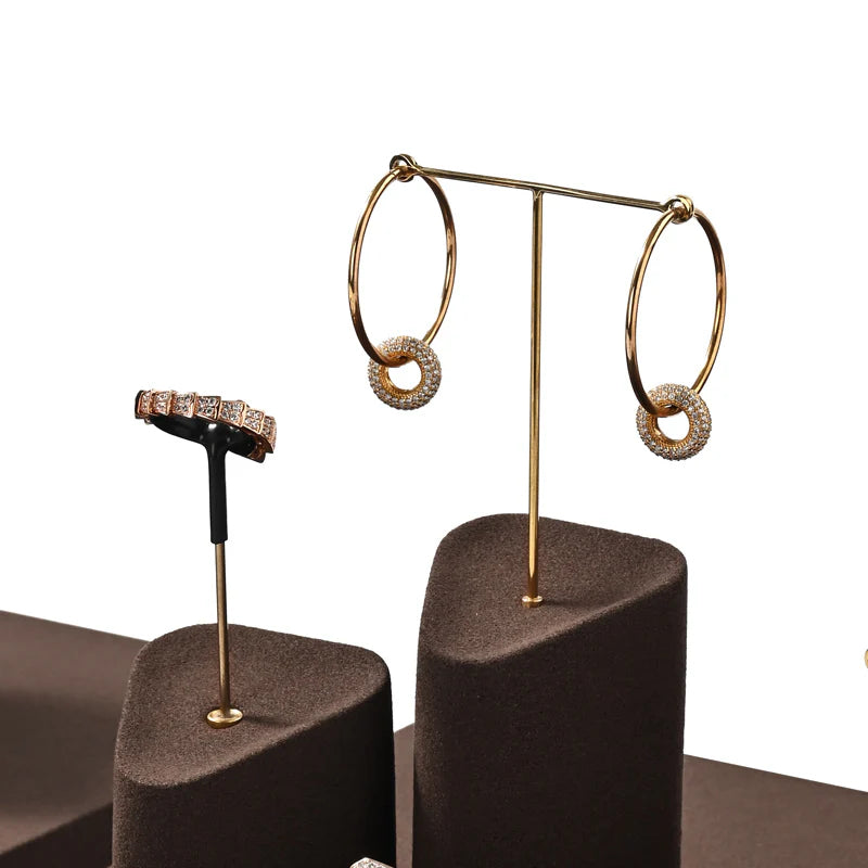 Brown Microfiber Jewelry Display Set