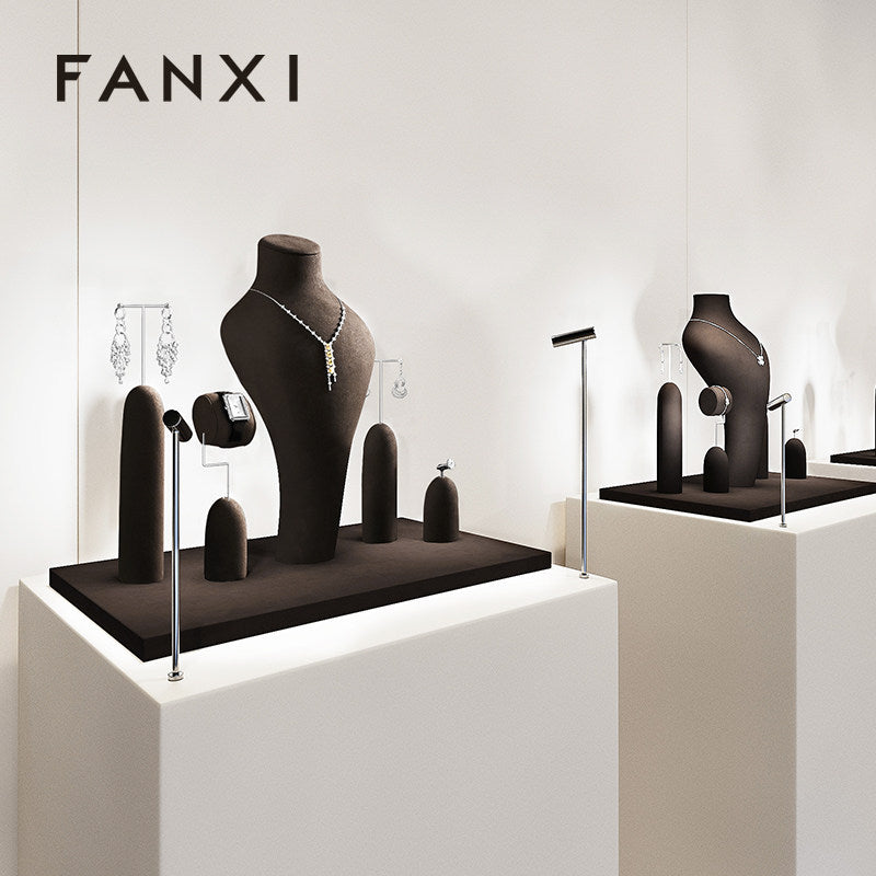 Coffee Leather Jewelry Display Stand