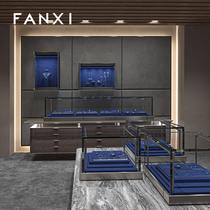 Blue Metal Jewelry Display Set