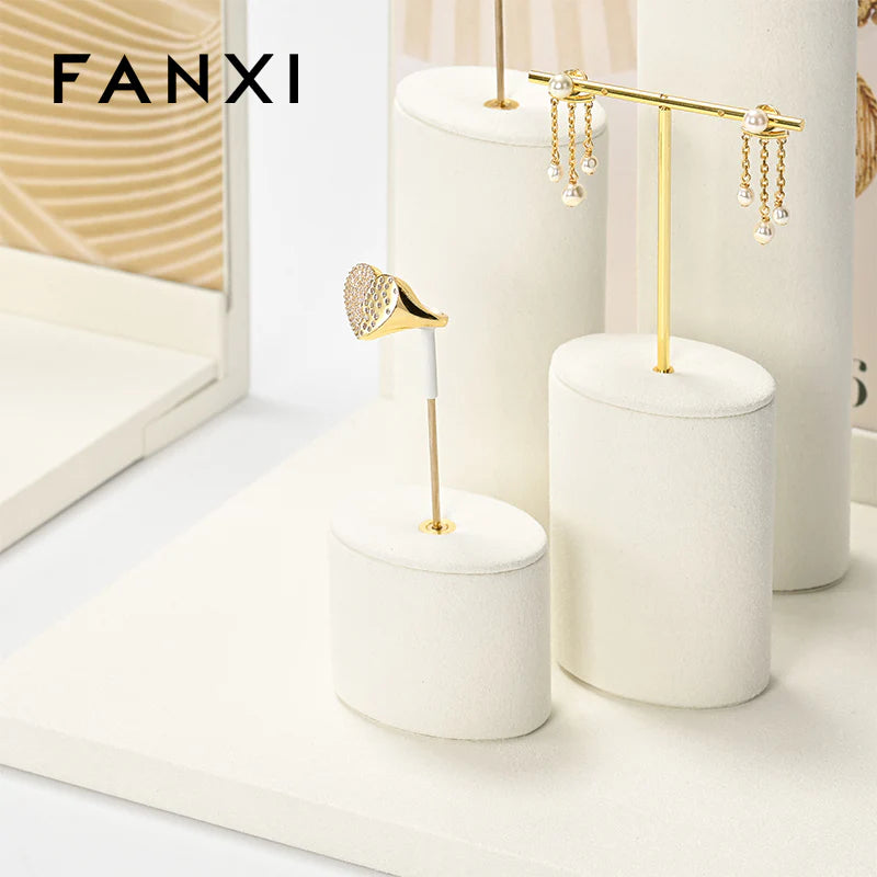 Beige Microfiber Jewelry Display Set
