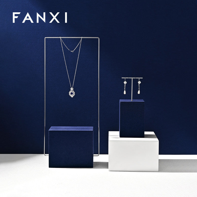 Blue Metal Jewelry Display Set