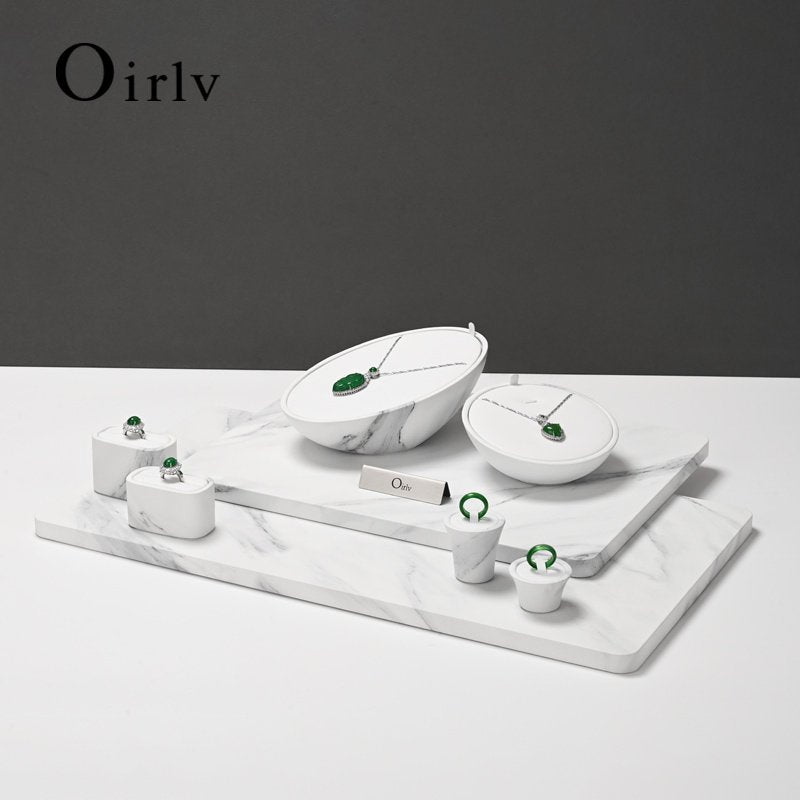 White Leather Jewelry Display Set