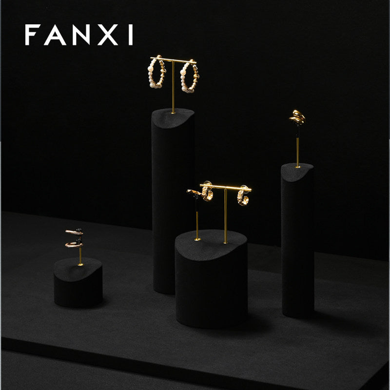 Black Microfiber Jewelry Display Stand