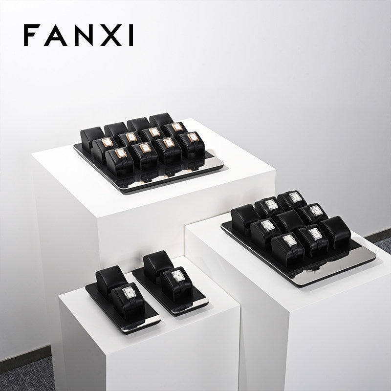 Black Leather Metal Jewelry Display Stand