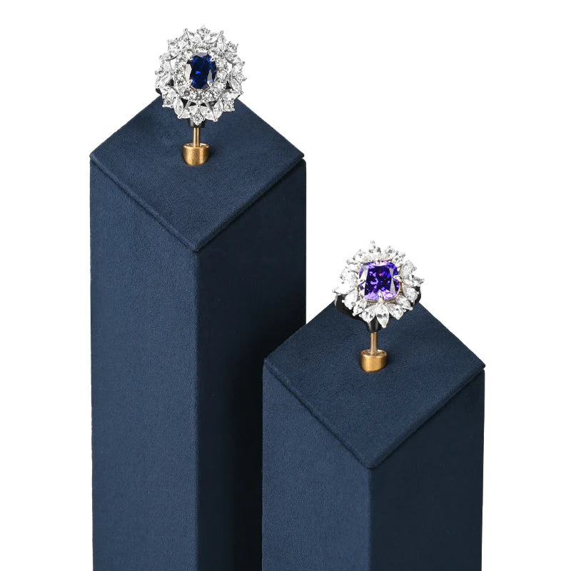 Blue Microfiber Jewelry Display Set