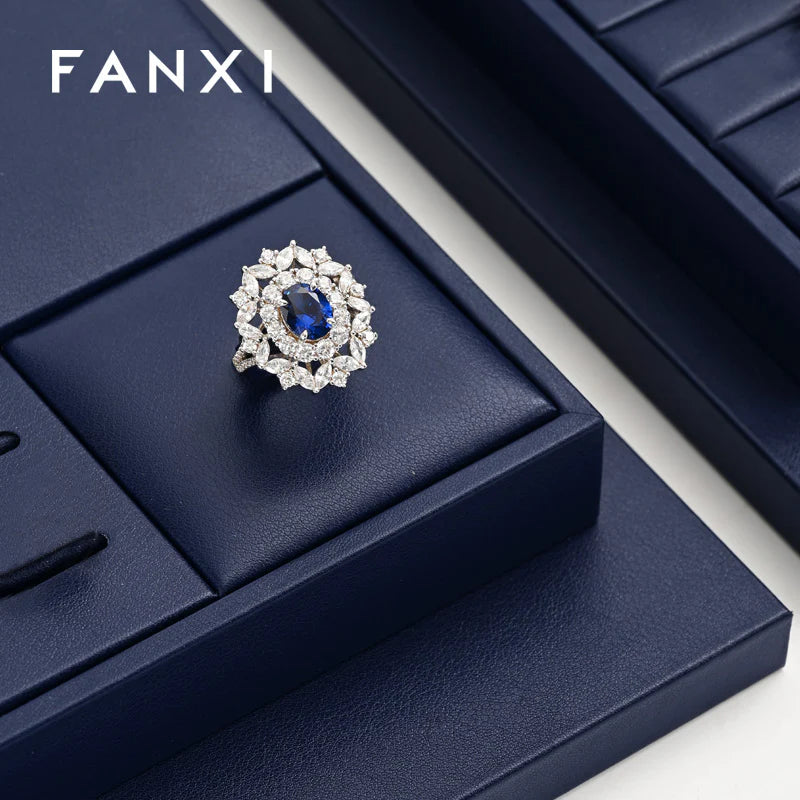 Blue PU Leather Jewelry Display Set