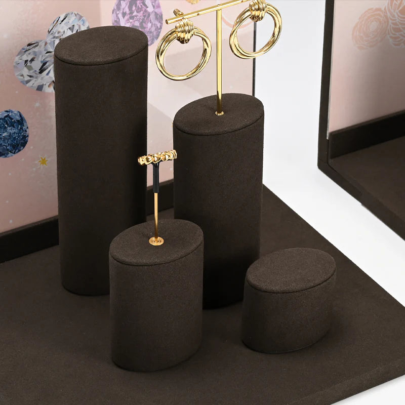 Brown Microfiber Jewelry Display Set