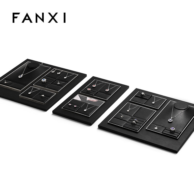 Black PU Leather Metal Jewelry Display Stand