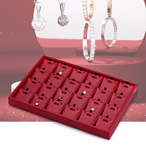 Red PU Leather Stackable Jewelry Display Tray