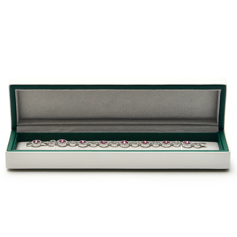 White & Gray PU Leather Microfiber Jewelry Box