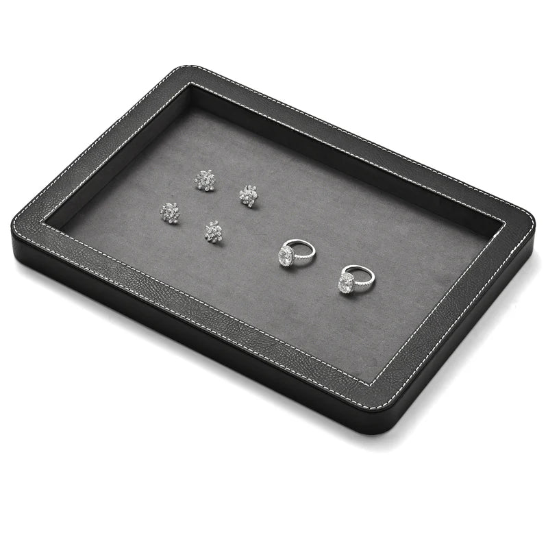 Black & Gray Round Jewelry Display Tray