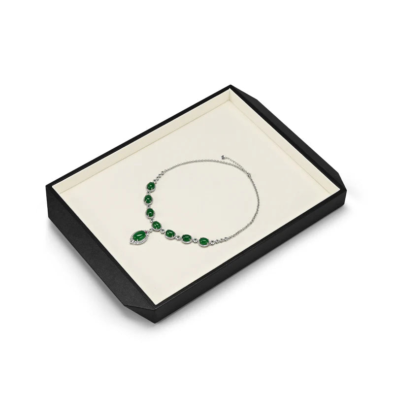 Black & Beige Microfiber Jewelry Display Tray