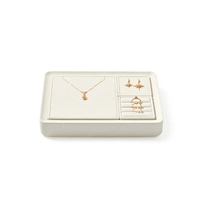 Beige Microfiber Jewelry Display Set