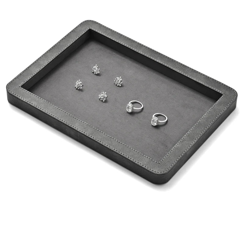 Black & Gray Round Jewelry Display Tray