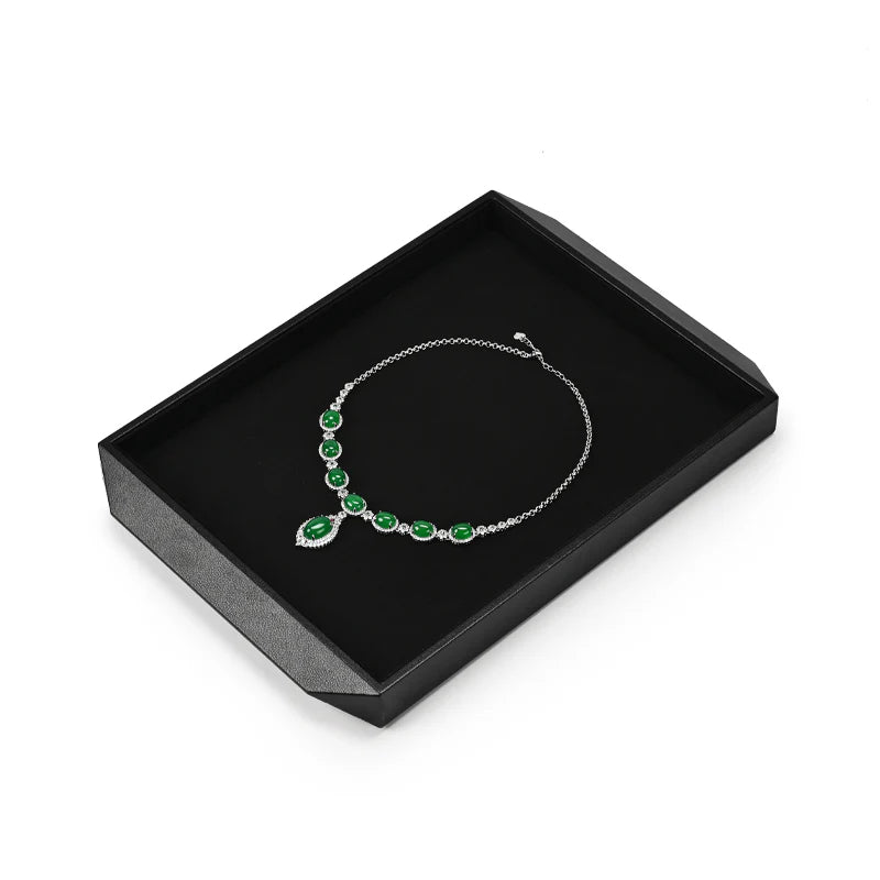 Black & Beige Microfiber Jewelry Display Tray