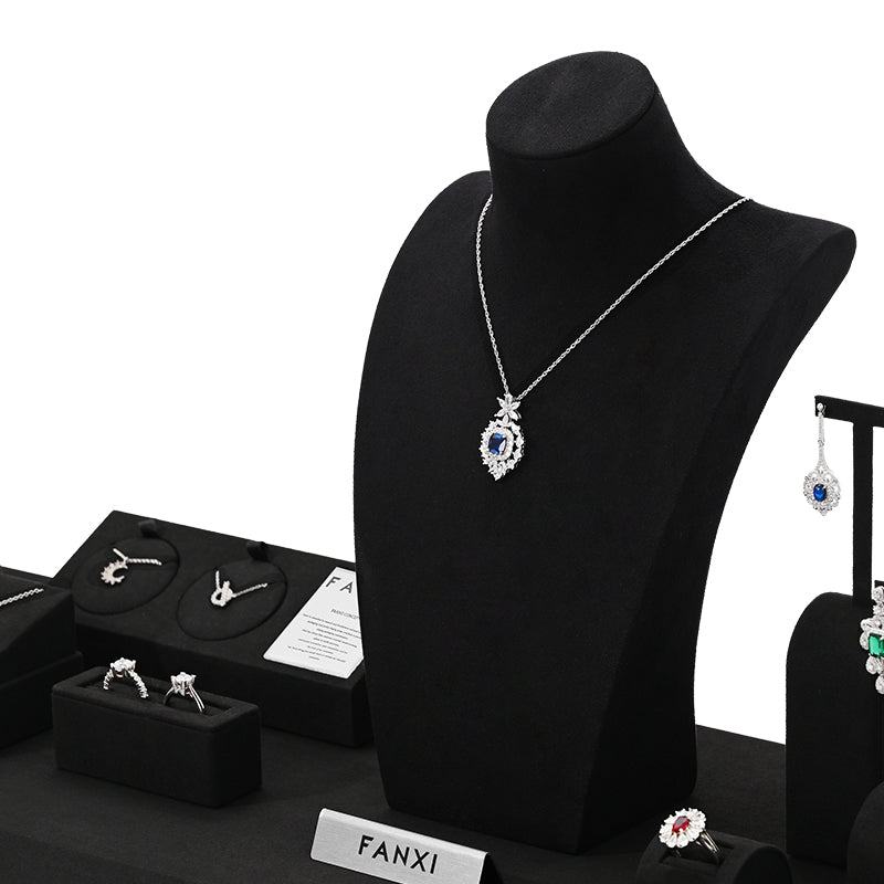 Black Microfiber Jewelry Display Set