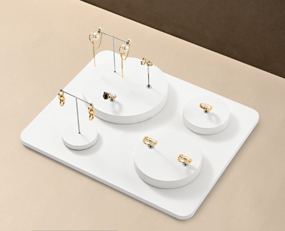 White Leather Jewelry Display Stand