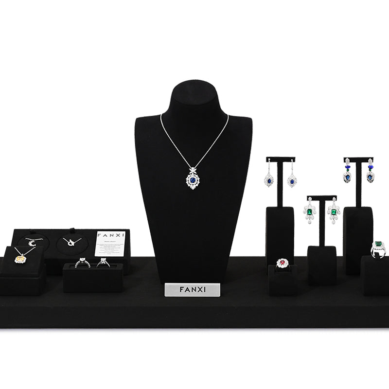 Black Microfiber Jewelry Display Set