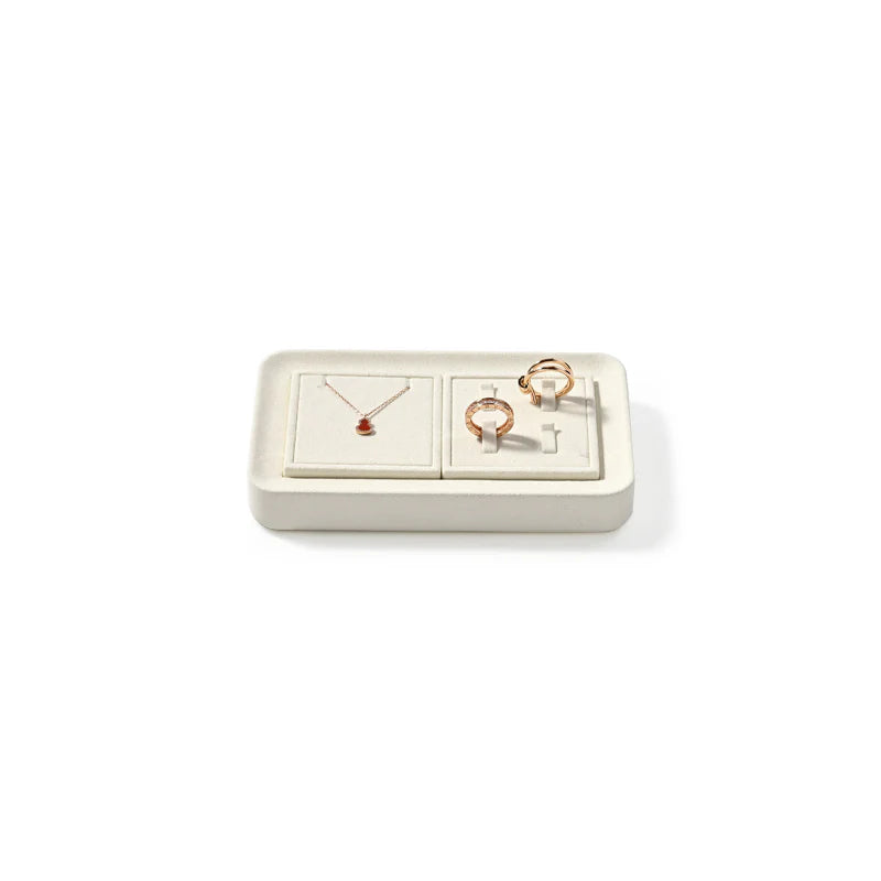 Beige Microfiber Jewelry Display Set