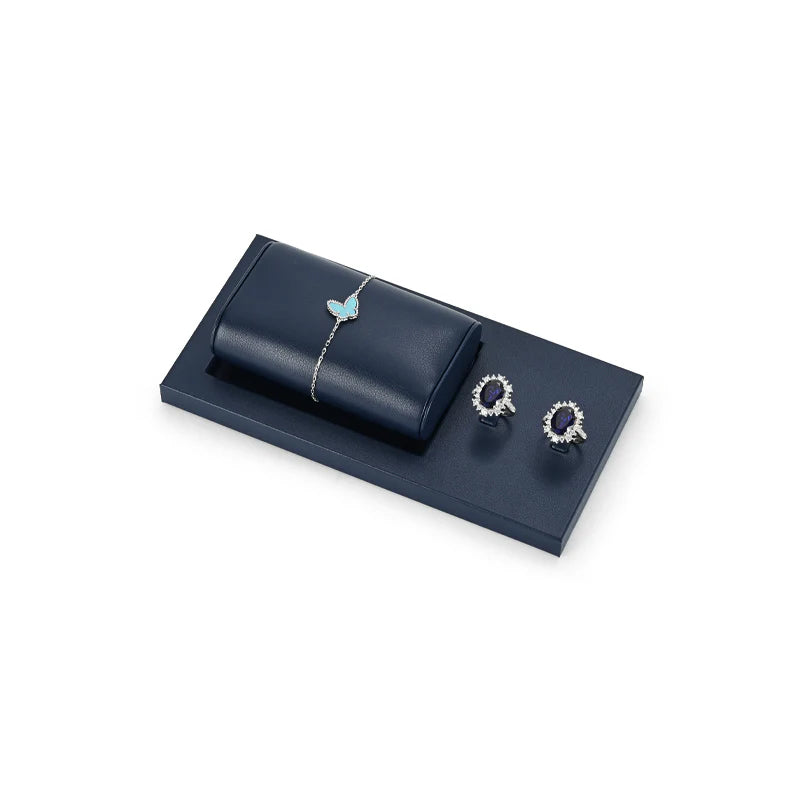 Blue PU Leather Jewelry Display Set
