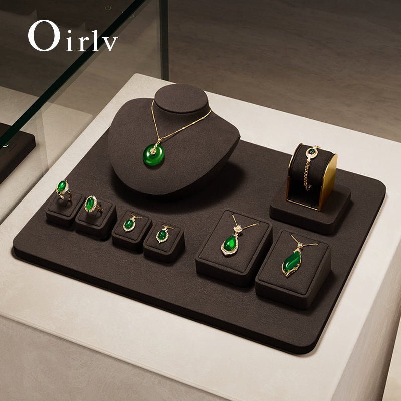 Brown Microfiber Jewelry Display Set
