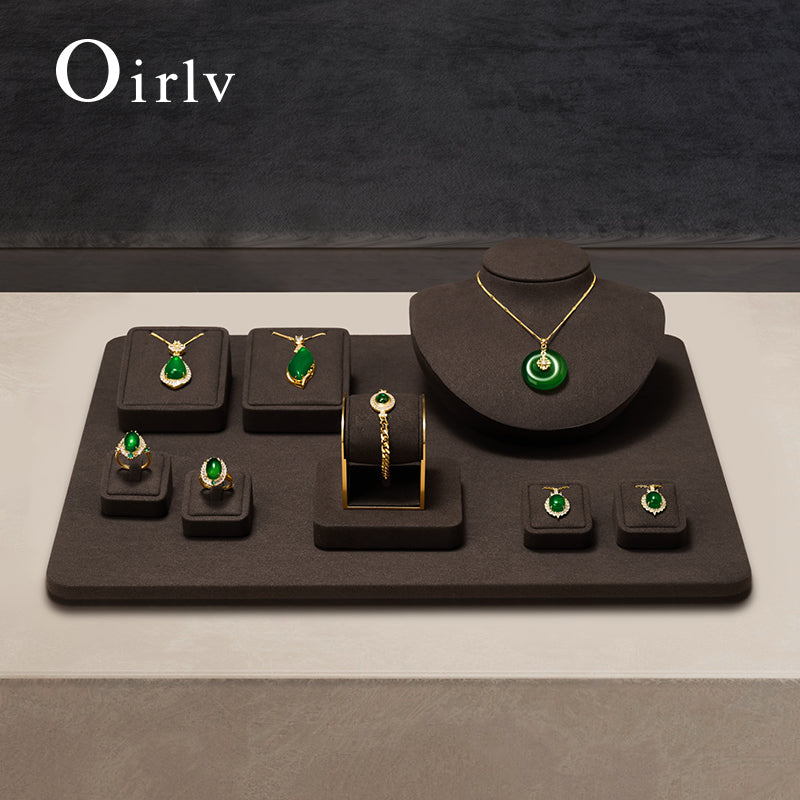 Brown Microfiber Jewelry Display Set