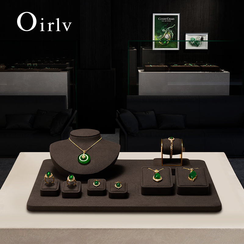 Brown Microfiber Jewelry Display Set