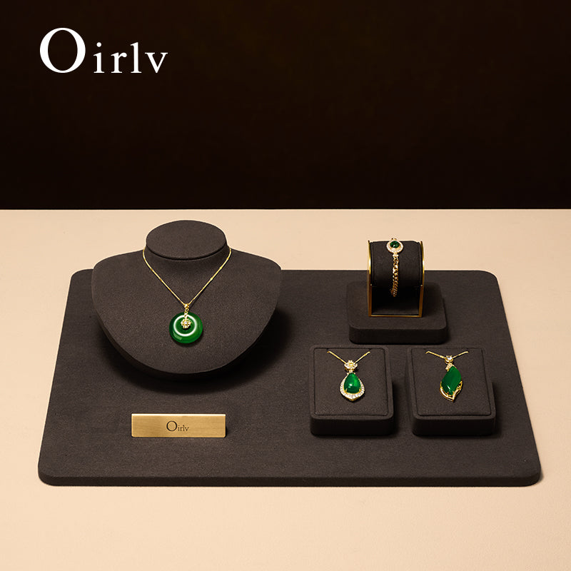Brown Microfiber Jewelry Display Set
