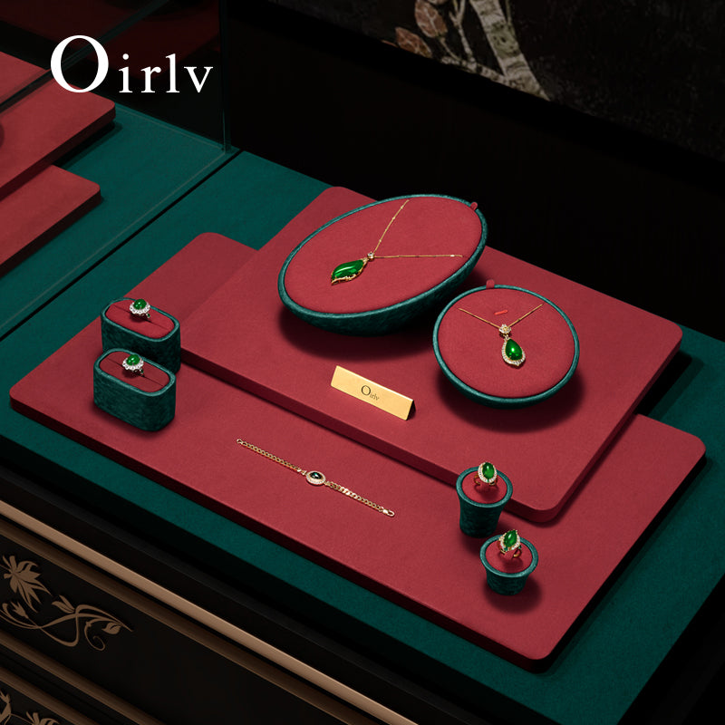 Red Leather Microfiber Jewelry Display Set