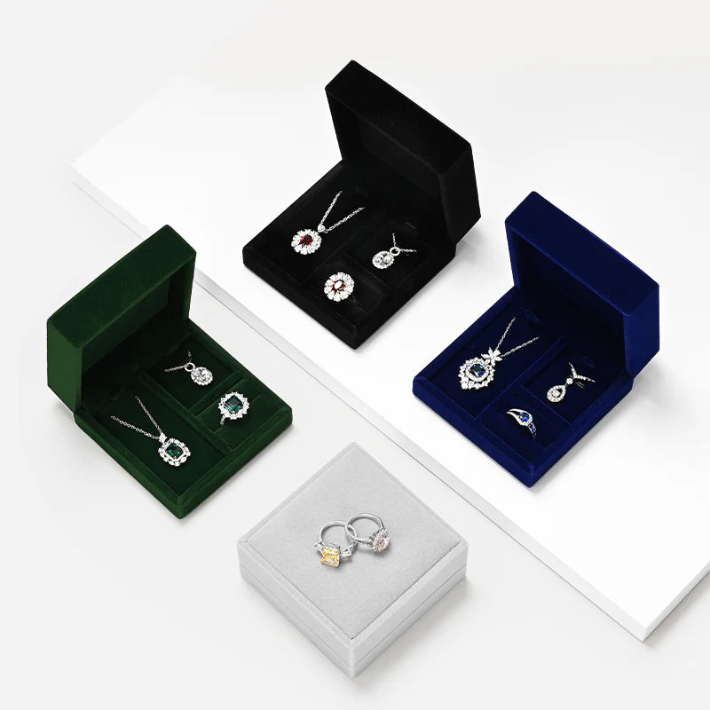 Black & Beige Velvet Jewelry Box