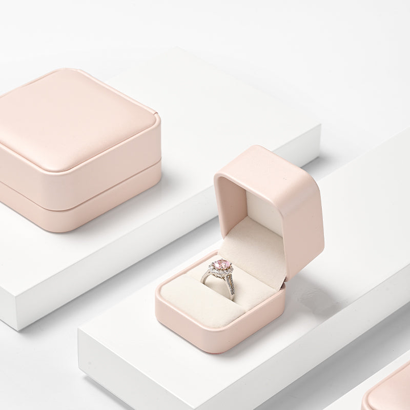 Pink PU Leather Microfiber Jewelry Box