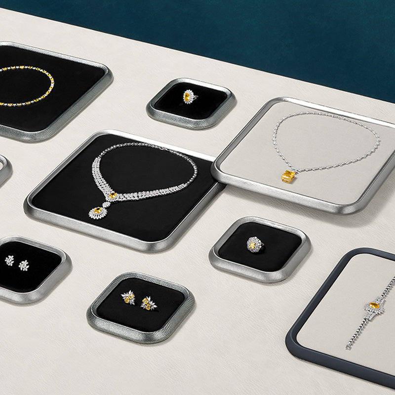 PU Leather Velvet Jewelry Display Tray