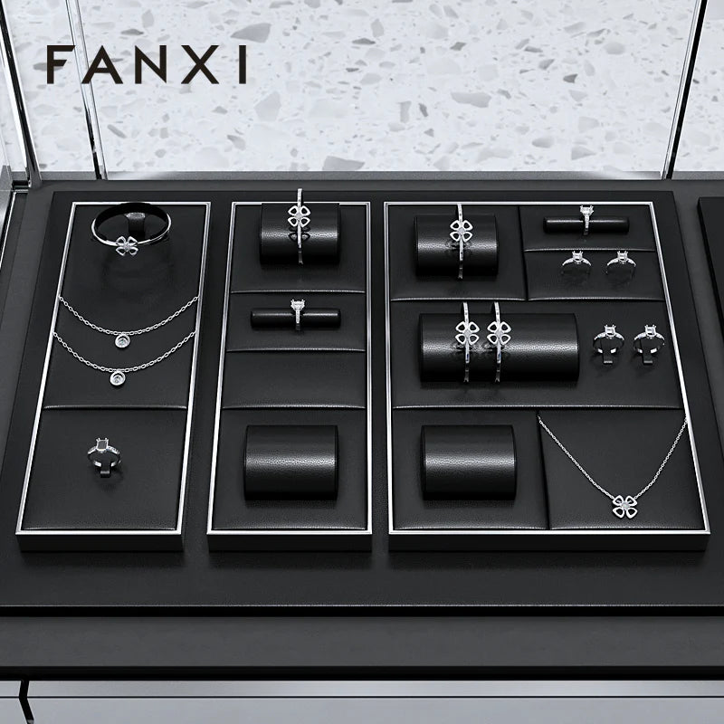 Black PU Leather Jewelry Display Set
