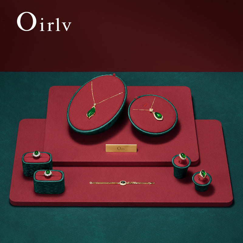 Red Leather Microfiber Jewelry Display Set