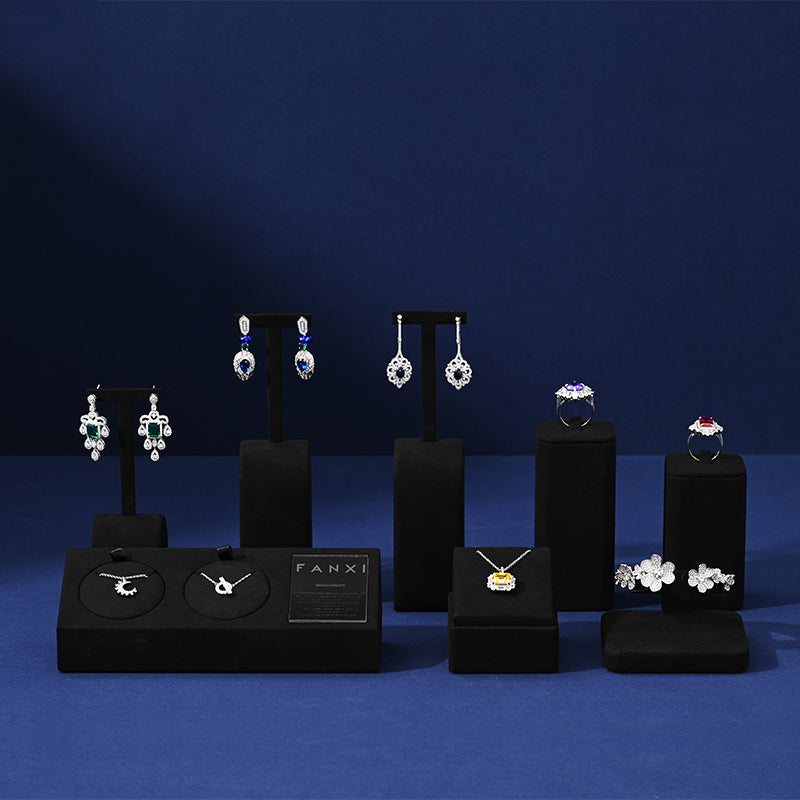 Black Microfiber Jewelry Display Set