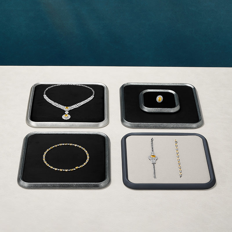 PU Leather Velvet Jewelry Display Tray