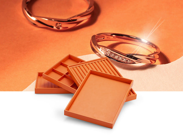Orange PU Leather Stackable Jewelry Display Tray