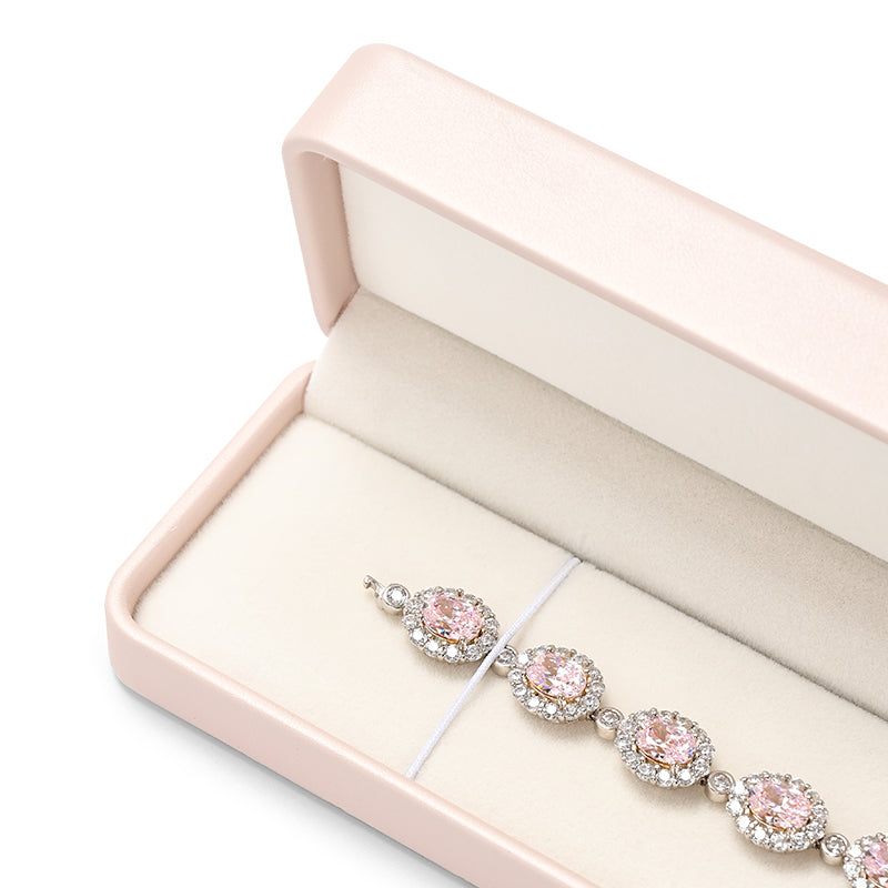 Pink PU Leather Microfiber Jewelry Box