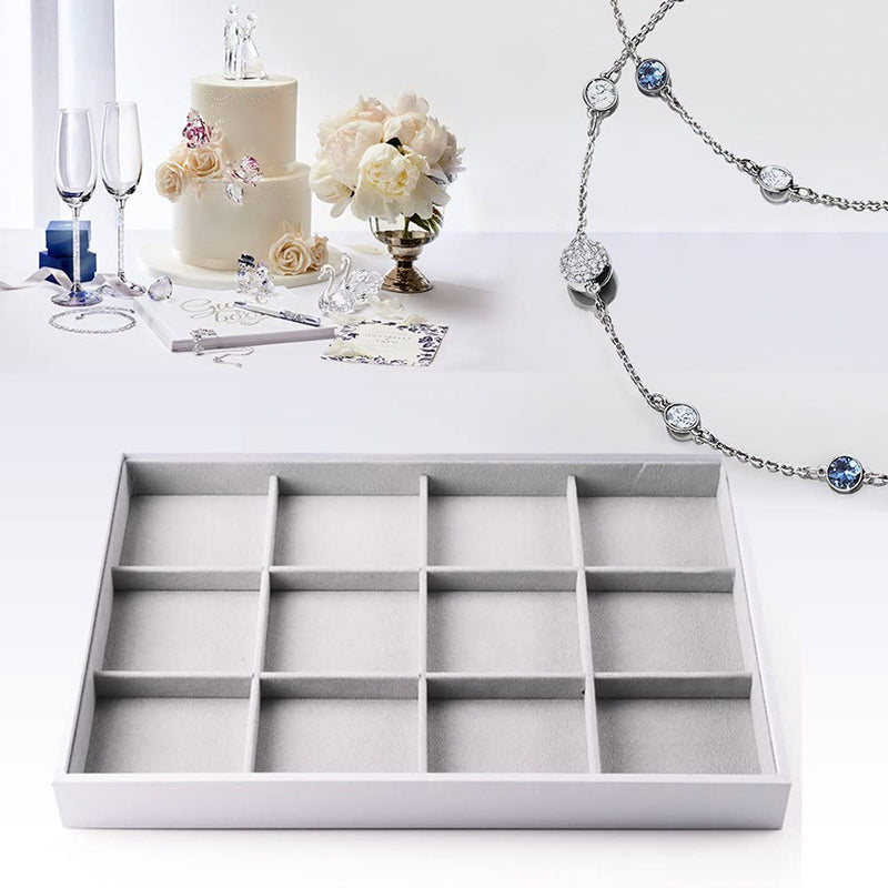 Gray Velvet Stackable Jewelry Tray