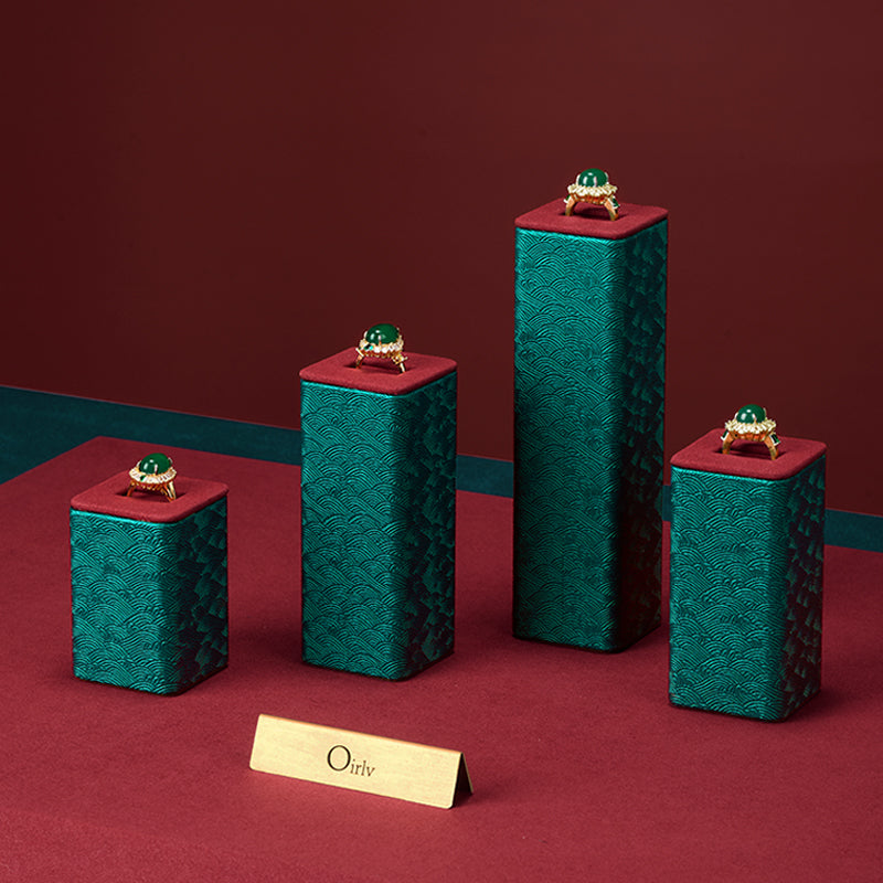 Green & Red Leather Microfiber Jewelry Display Stand