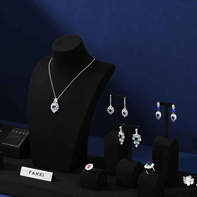 Black Microfiber Jewelry Display Set