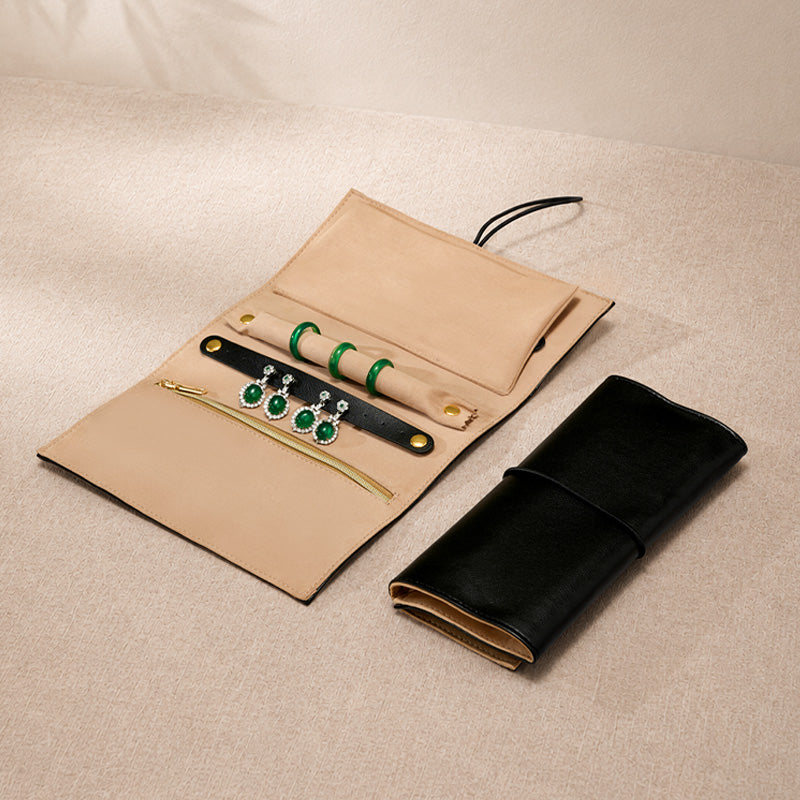PU Leather Velvet Jewelry Pouch