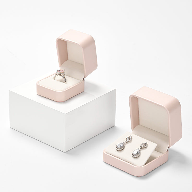 Pink PU Leather Microfiber Jewelry Box