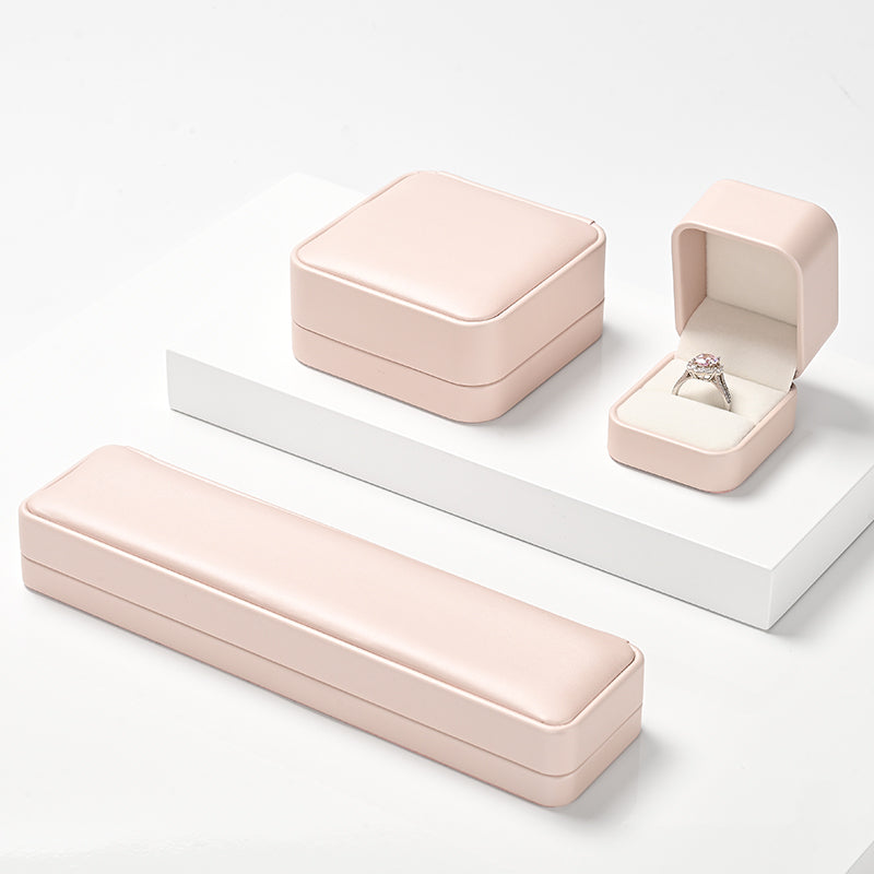 Pink PU Leather Microfiber Jewelry Box