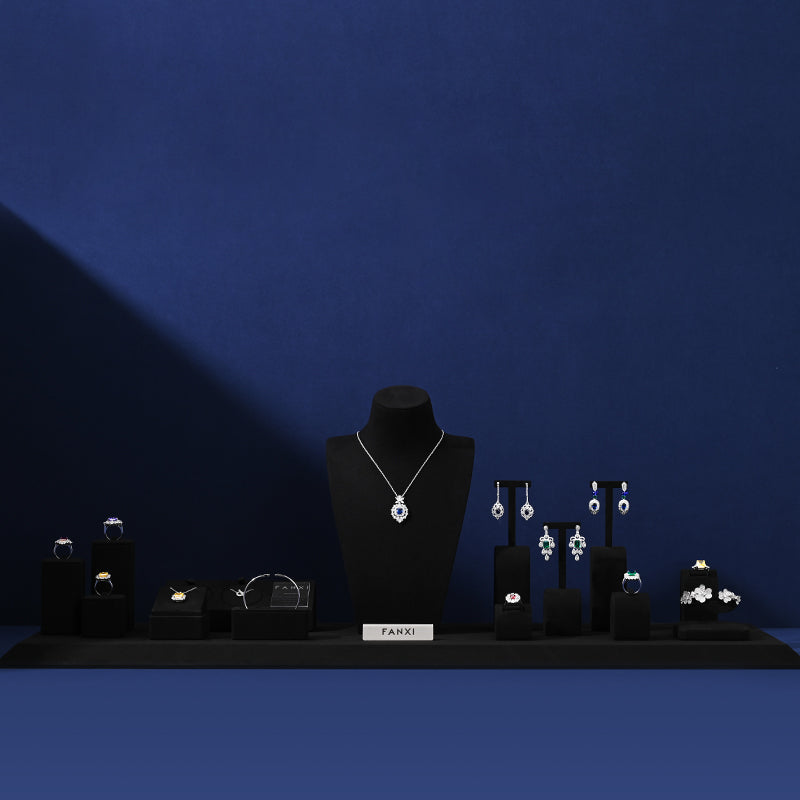 Black Microfiber Jewelry Display Set